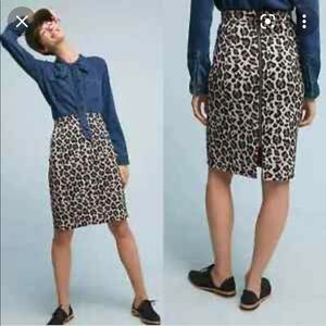 Anthropologie leopard print pencil skirt sz L